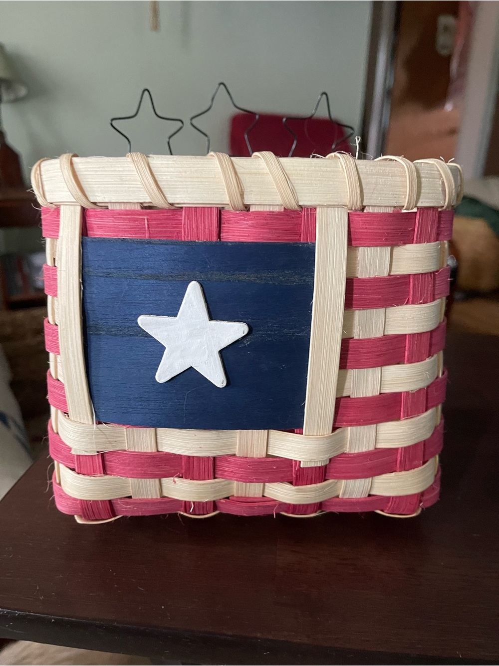 American Flag Hanging Basket